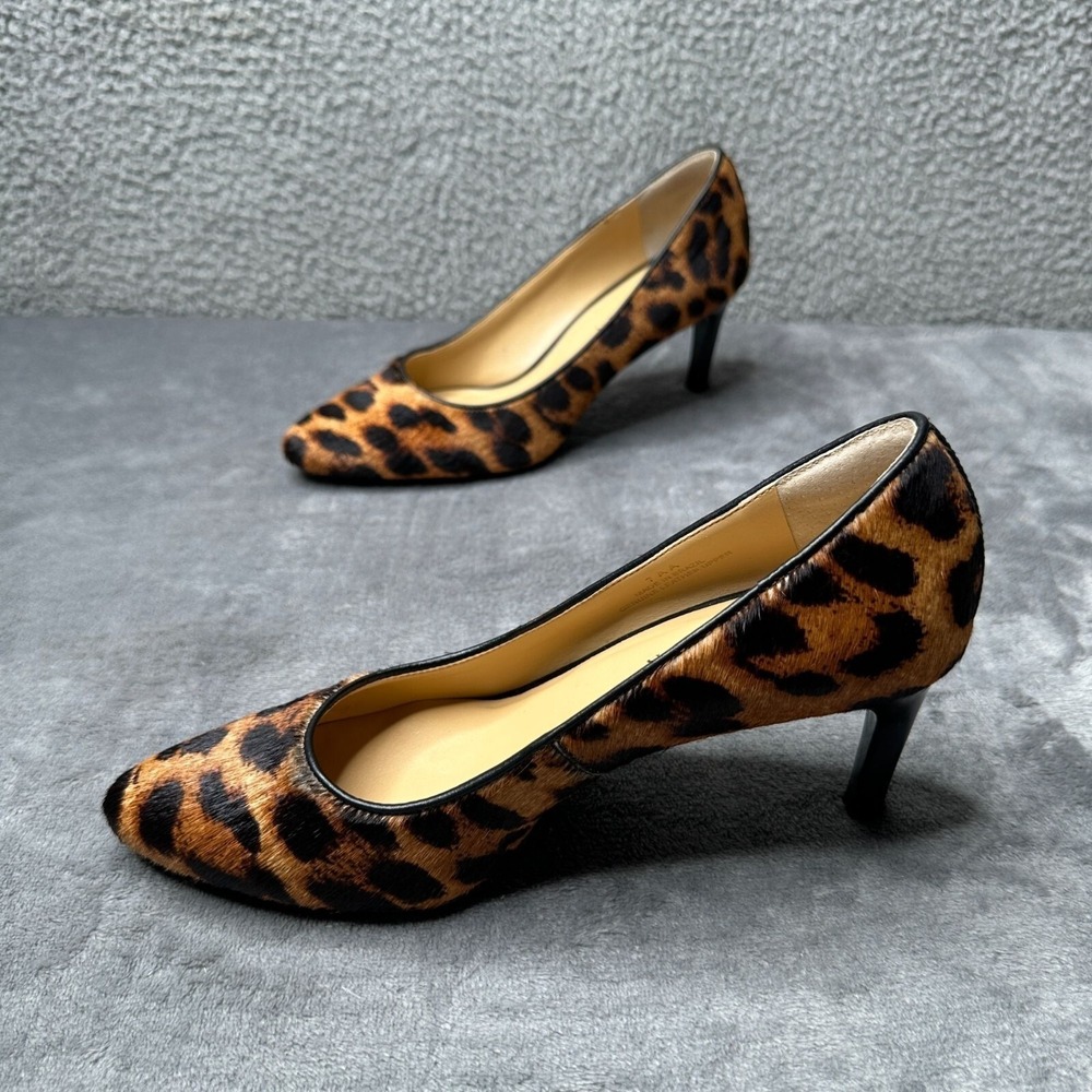 Talbots Leopard Print Pony Hair Pointed Toe Classic Pumps Size 7 AA Narrow